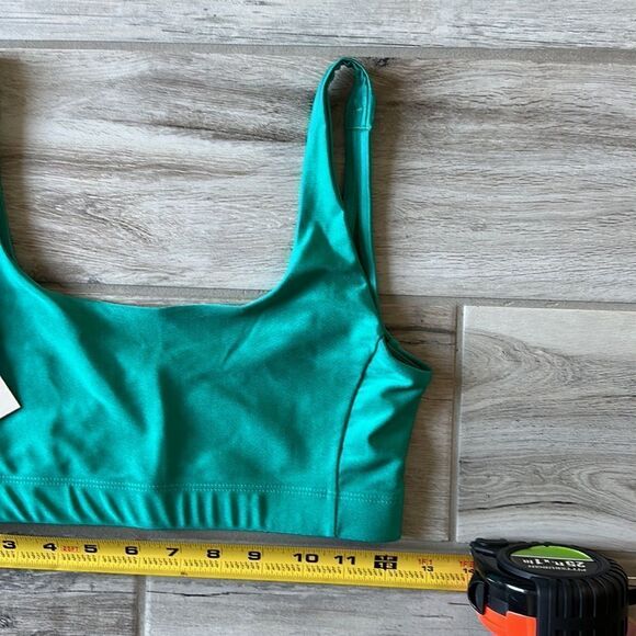 NWT Outdoor Voices Silky Shiny Bondi Beam Bra S Intimate Teal Green - Picture 4 of 12
